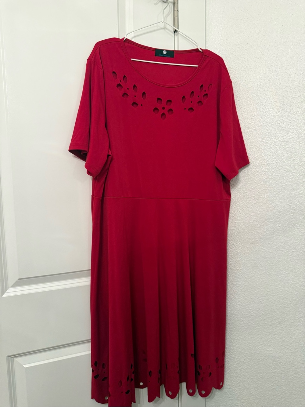 Great Condition Nino Balcutti Red Midi Dress with Decorative Cutouts | 22